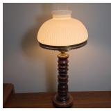 26' Tall Wooden Lamp with Glass Shade