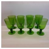 Green Glass Goblets With Stemmed Base