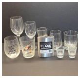 Assorted Barware in Cabinet