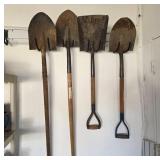 Four Wooden-Handled Shovels
