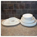 Corelle and Pyrex Dinnerware with Floral Border