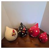 Polka Dot Ceramic Chickens