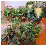Faux Plants in Woven Baskets