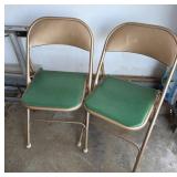 Metal Folding Chairs with Green Seats