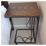 Wood and Metal End Table with Outlets