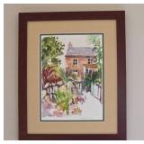 Signed Watercolor of a House in Frame