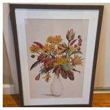 Framed Floral Oil Painting on Canvas