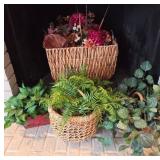 Faux Plants in Woven Baskets
