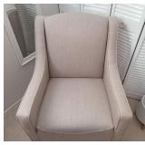 Beige Upholstered Chair with Wood Legs