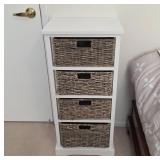 White Wood Storage Unit With Wicker Drawers
