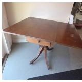 Wooden Drop-Leaf Dining Table on Casters