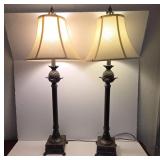 Tall Brass Table Lamps with Pineapple Motif