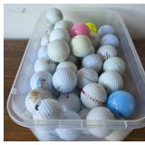 Golf Balls in Plastic Bin