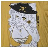 Yellow Graphic T-Shirt With Anime Design