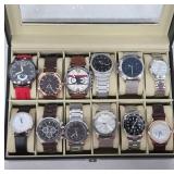 Faux Luxury Watches in Display Case