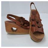1970s Platform Sandals With Wood Soles