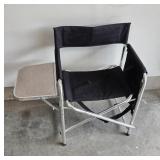 Black Canvas Folding Chair With Side Table
