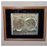 Framed Map Artwork with Wood Frame