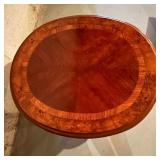 Round Wood Accent Table with Inlay