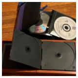CD Collection in Case With Wooden Storage