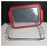 Anchor Glass Dish with Red Lid by Anchor Hocking