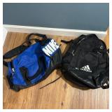 Nike Duffel and Adidas Backpack