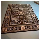 Ornate Black Area Rug with Floral Motifs