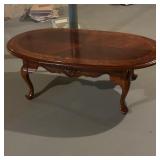 Oval Wooden Coffee Table With Inlay Design