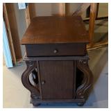 Wooden Side Table With Drawer and Cabinet