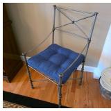 Metal Armchair With Blue Cushion