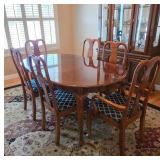 Wood Dining Table with Upholstered Chairs