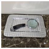 Silver Tray and Magnifying Glass Set