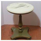 Stone-Top Table With Painted Wooden Base