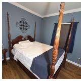 Queen Four Post Bed Frame With Carved Posts
