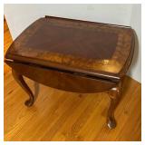 Wood Drop-Leaf Table with Burl Inlay