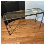 Glass-Top Console Table with Metal Frame