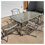 Metal and Glass Outdoor Dining Set