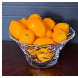 Crystal Bowl With Faux Lemons Display
