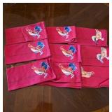 Red Cloth Napkins with Rooster Design