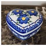 Boleslawiec Heart-Shaped Ceramic Box