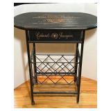 Metal and Wood Wine Storage Table