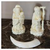 Carved Bone Figures and Faux Tooth
