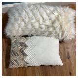 Decorative Faux Fur and Chevron Pillows