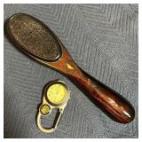 Wooden Brush and Clip-On Quartz Compass Watch