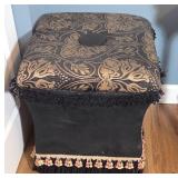 Black and Gold Upholstered Ottoman