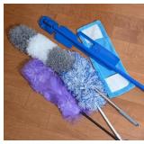 Cleaning Supplies With Mop and Dusters