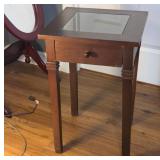 Wood Side Table with Glass Inset