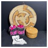 Decorative Bamboo Basket, Box, and Accessories