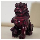 Red Fo Dog Figurine with Glossy Finish