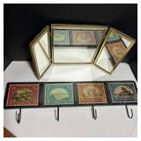 Gold-Tone Vanity Mirror and Coat Hook Set